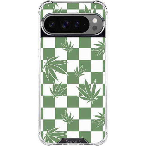 Marijuana Green Checkered Google Pixel 10 Pro XL Clear Case